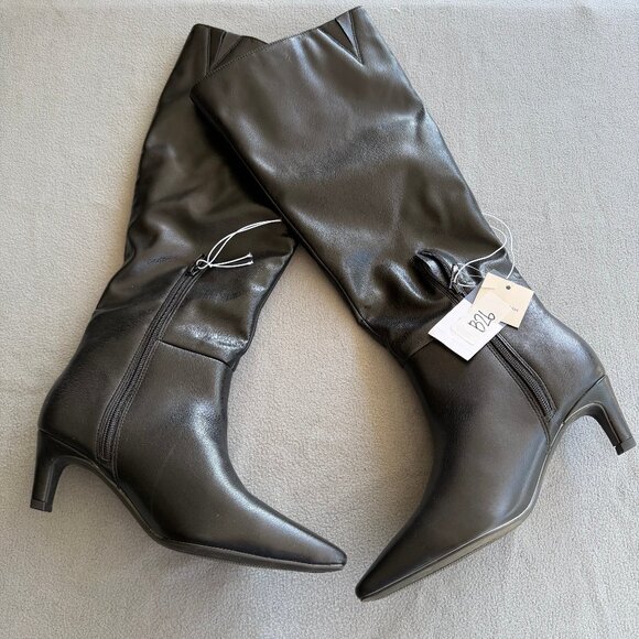 Womens Kendra Kitten Heel Tall Boots - Universal Thread Black 8 - Picture 4 of 11